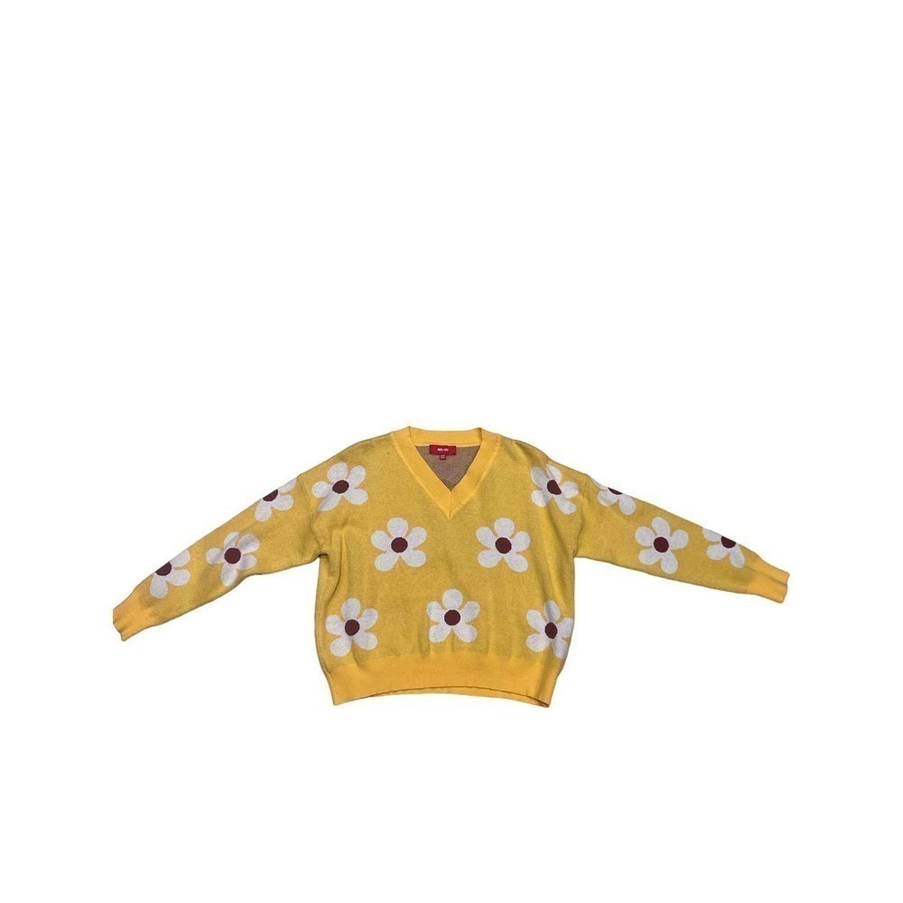 New‎ Net.153 Yellow Floral Daisy cropped  sweater sz Medium